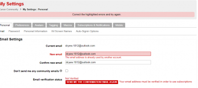 Canon Registration rejected - email address already in use 2020-10 20th.PNG