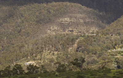 Cliff face in the hill behind Claremont, as seen from poimena Reserve.jpg