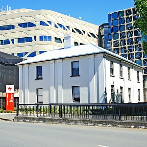 A modern encrochment on a very old building